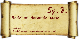 Szűcs Honorátusz névjegykártya